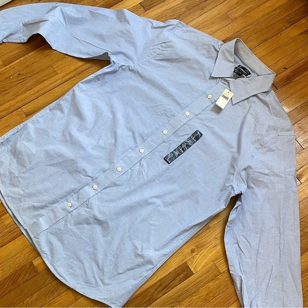 Gap Men’s All Day Poplin Button Down Shirt Size XL Classic Fit Blue Long Sleeve - Picture 3 of 11